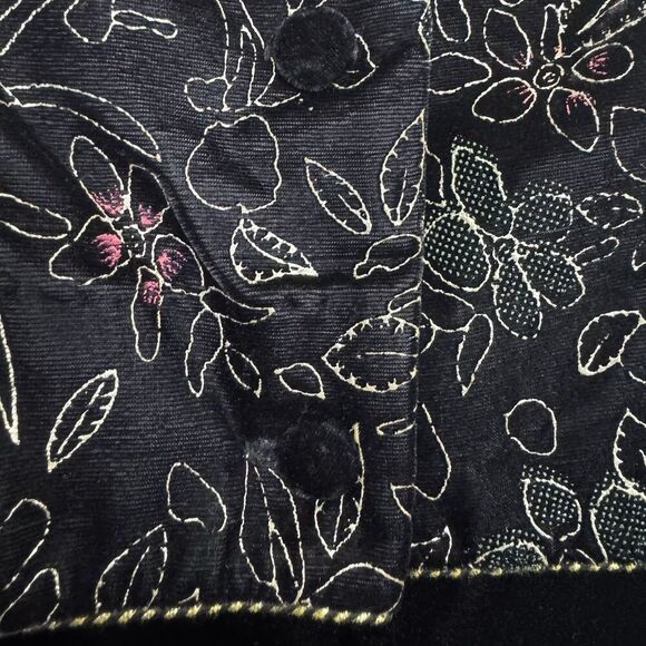 Vintage Sharon Young Women Embroidered Velvet Maxi Dress Size 8 Black Whimsigoth - Picture 5 of 8